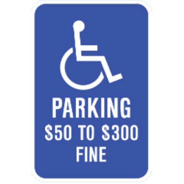 Handicap Parking with Logo and $50 to $300 Fine - 12"x18" - .080 EGP Template Customization