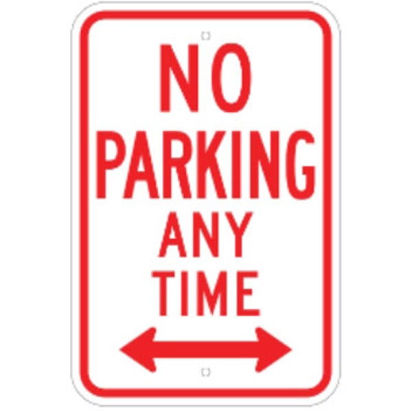 No Parking Any Time with Arrow - 12"x18" - .080 EGP Template Customization