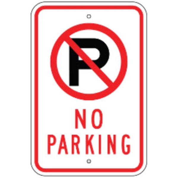 No Parking with Symbol - 12"x18" - .080 EGP Template Customization