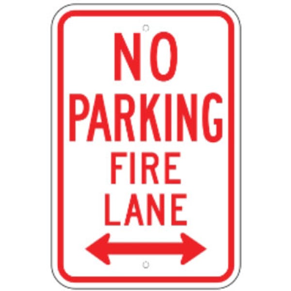 No Parking Fire Lane with Arrow - 12"x18" - .080 EGP Template Customization