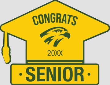 Picture of Grad Cap W/ Text Green/Yellow
